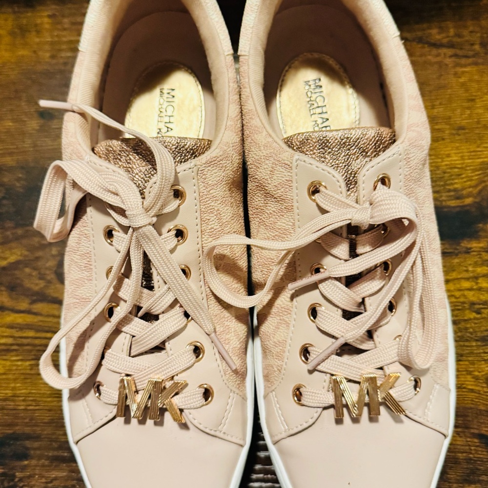 Michael Kors Blush Pink Sneakers with Gold Accents